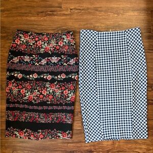 Avenue Floral and Gingham Pencil Skirt Set